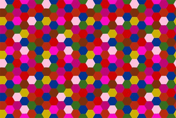 Piecework Hexagons Lush Eccentric $36 per mt