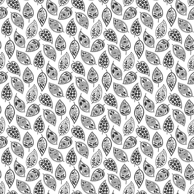 Ebony &amp; Ivory Stylised Leaf White $32 per mt