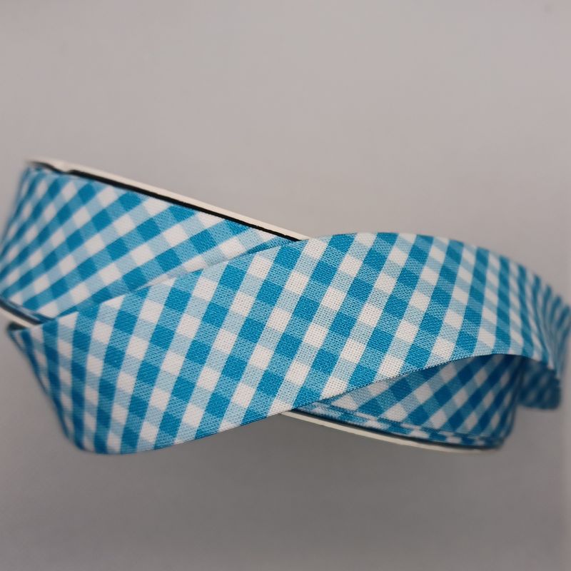 Bias Binding Check Blue &amp; White $2.50 per mt