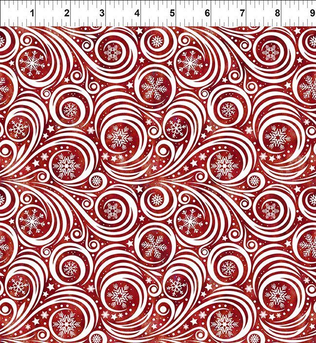 Winter Solstice II Snowflake Swirl Red $32 per mt