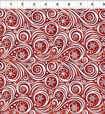 Winter Solstice II Snowflake Swirl Red $32 per mt