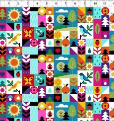 Flock Together Bird collage Multi $32 per mt