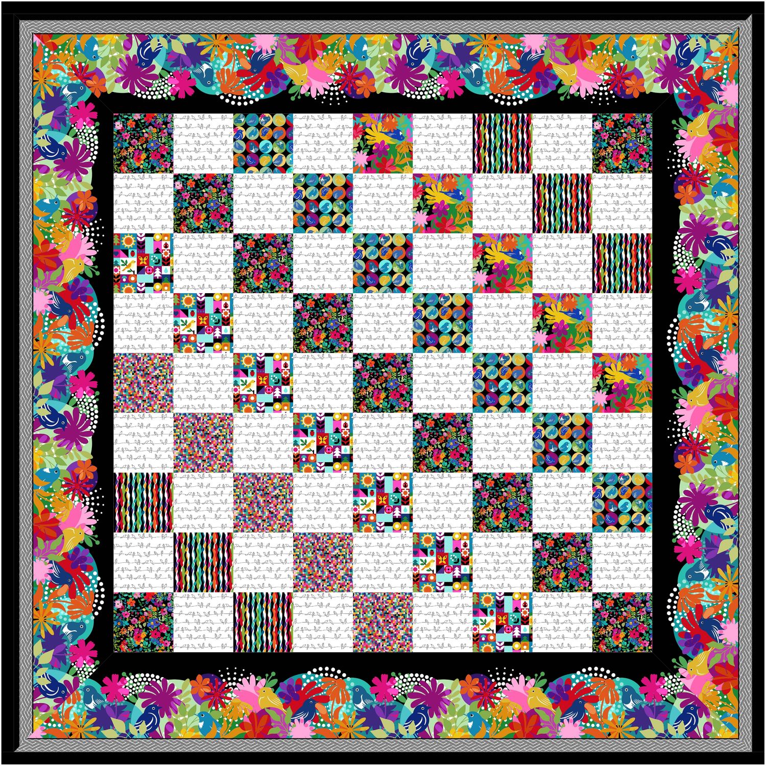 Flocked Checkers Quilt pattern &amp; fabric kit
