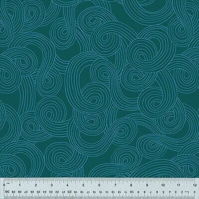 Bright World Twisting Lines Turquoise $32 per mt
