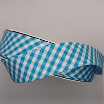 Bias Binding Check Blue &amp; White $2.50 per mt