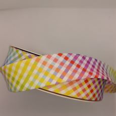 Bias Binding Check Rainbow White $2.50 per mt