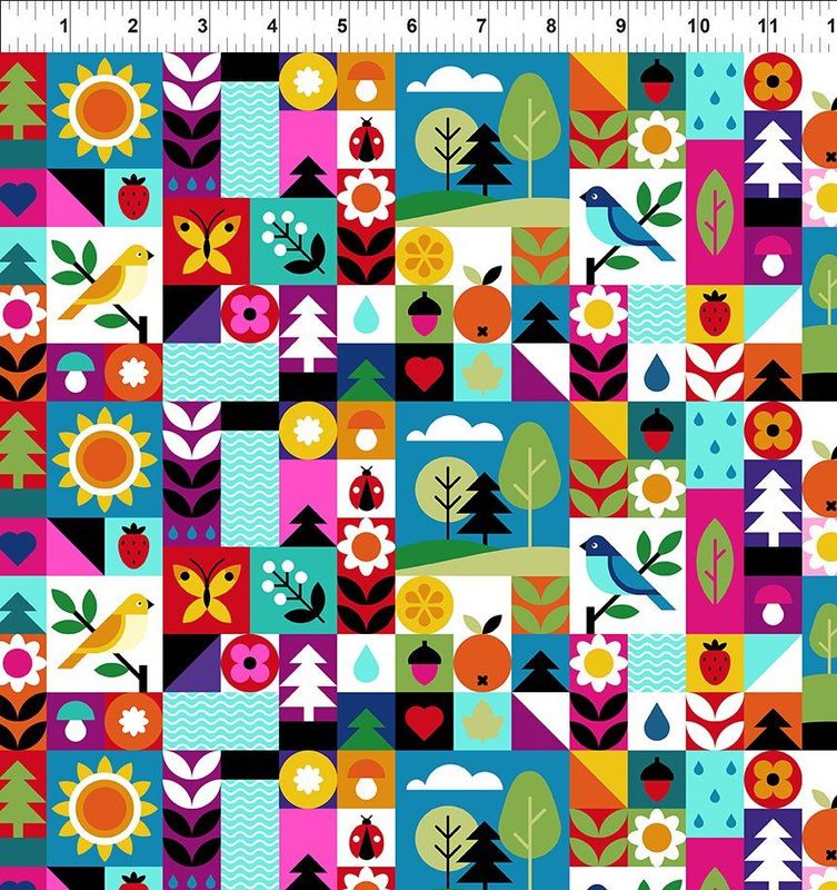 Flock Together Bird collage Multi $32 per mt