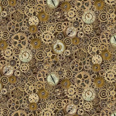 Steampunk Menagerie Clocks &amp; Cogs $32 per mt