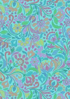 Sambramha Stitches on Turquoise $36 per mt