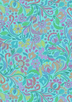 Sambramha Stitches on Turquoise $36 per mt