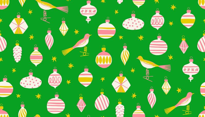 Merry Happy Ornaments Green $28 per mt