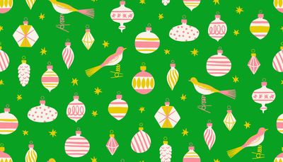 Merry Happy Ornaments Green $28 per mt