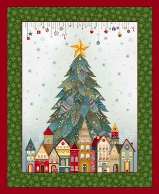 Nordic Holiday village tree panel $35.95