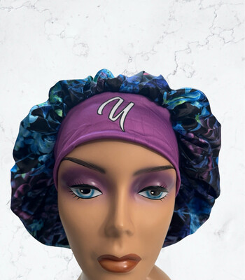 Midnight Floral Custom Reversible Silky Bonnet