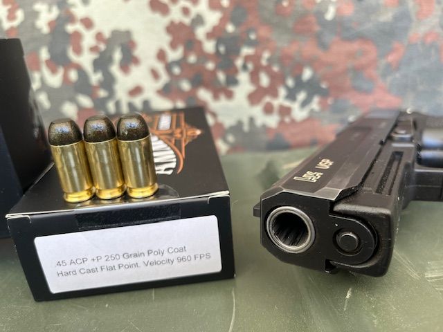 .45 ACP +P 250 Grn Poly Coat Hard Cast Flat Point  (50 round)