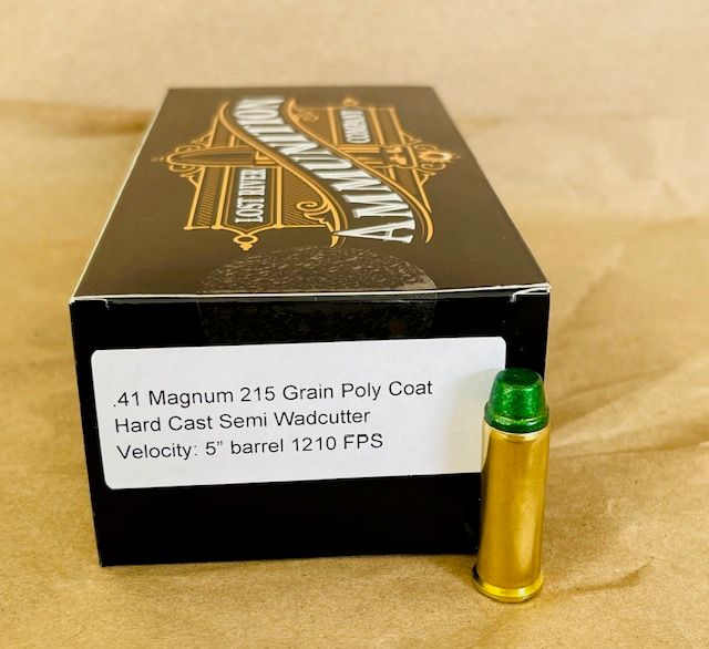 .41 Magnum 215 Grain Poly Coat Hard Cast Semi Wadcutter. Velocity 1,210 FPS. (100 RND)