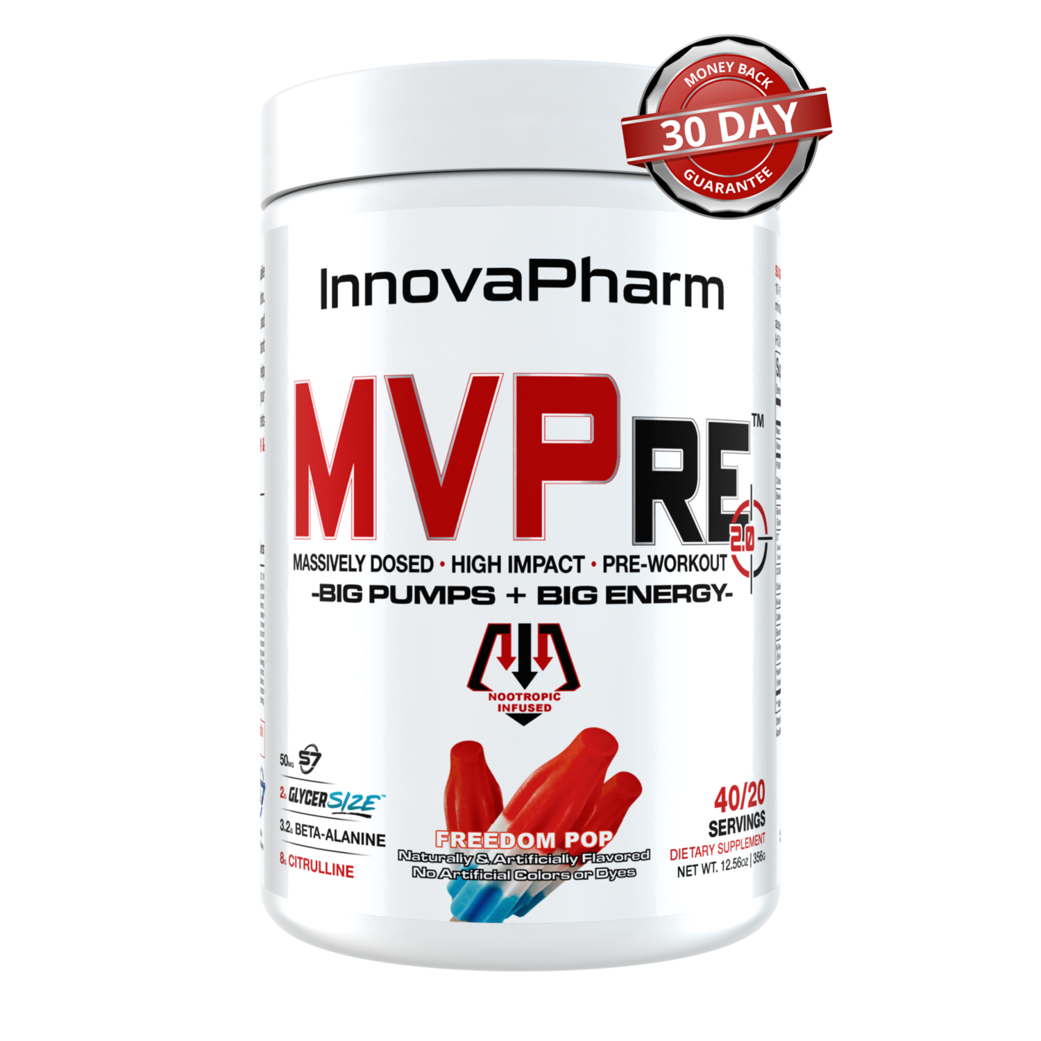 InnovaPharm MVPre 2.0 Pre-Workout, Size: 40/20 Servings, Flavor: Freedom Pop