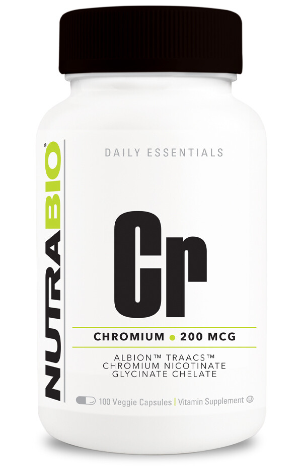 NutraBio Chromium Chelate GTF 200mcg 100 Vegetable Capsules