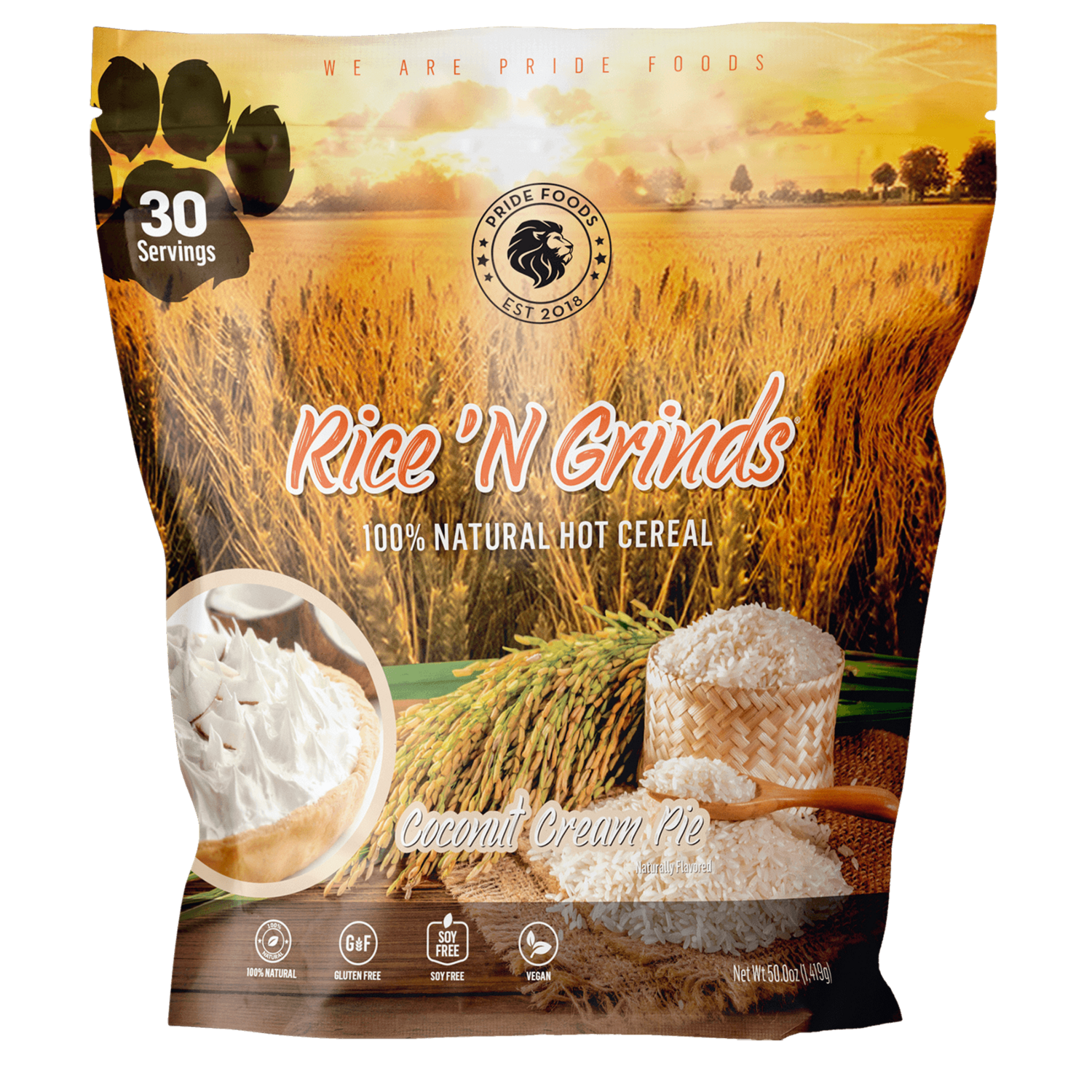Pride Foods Rice &#39;N Grinds Flavored, Size: 30 Servings, Flavor: Coconut Cream Pie