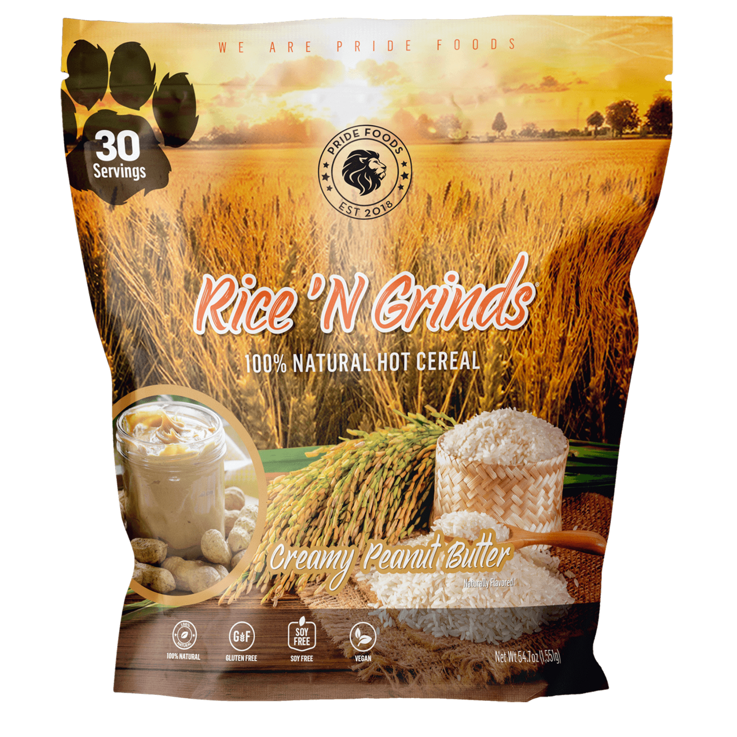 Pride Foods Rice &#39;N Grinds Flavored, Size: 30 Servings, Flavor: Creamy Peanut Butter