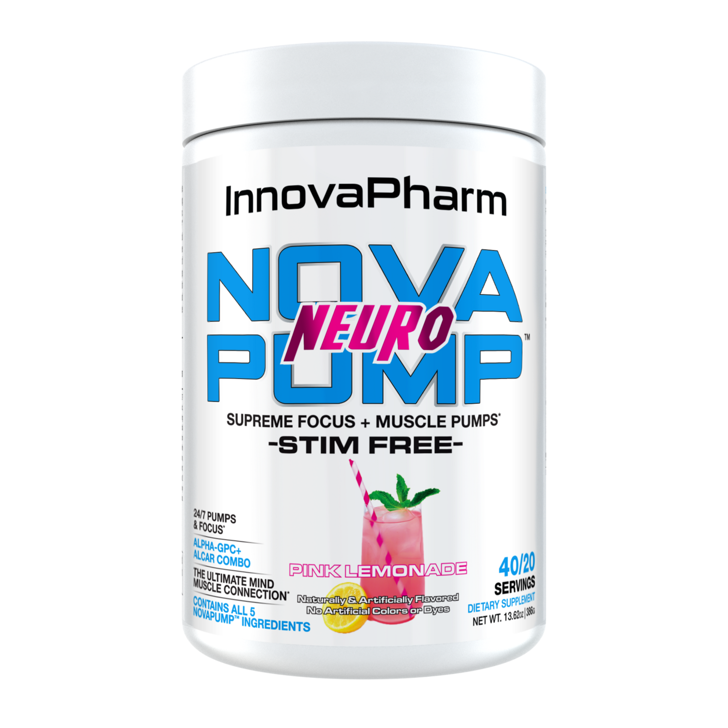 InnovaPharm NovaPump Neuro, Size: 40/20 Servings, Flavor: Pink Lemonade