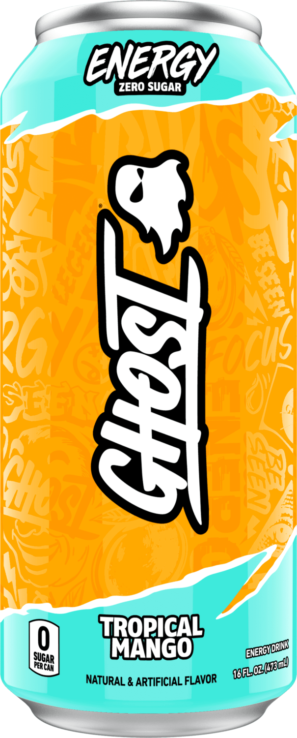 GHOST Energy Drink RTD, Notice: A maximum of 12 cans TOTAL per order. Any amount exceeding this limit will be refunded., Size: 16 fl oz, Flavor: Tropical Mango