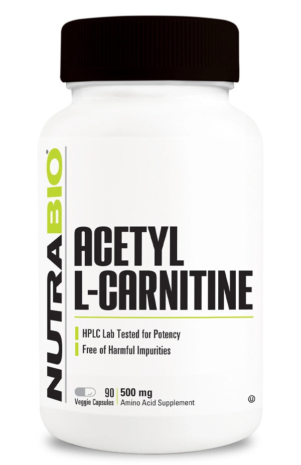 NutraBio Acetyl L-Carnitine 500mg 90 Vegetable Capsules