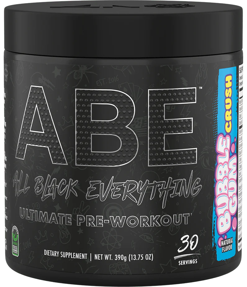 ABE All Black Everything Ultimate Pre-Workout, Size: 30 Servings, Flavor: Bubble Gum Crush [best by 11/24]
