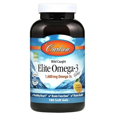 Carlson Elite Omega-3 Gems Fish Oil 180 Softgels