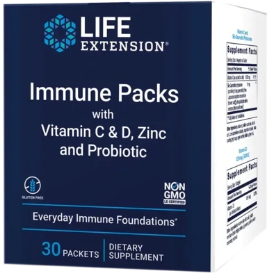 Life Extension Immune Packs with Vitamin C & D, Zinc and Probiotic