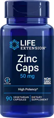 Life Extension Zinc Caps 50mg, Size: 90 Vegetarian Capsules