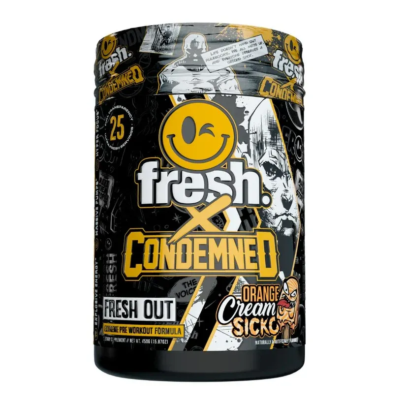 Condemned Labz x Fresh Supps Fresh Out Pre-Workout, Size: 25 Servings, Flavor: Orange Kream Sicko