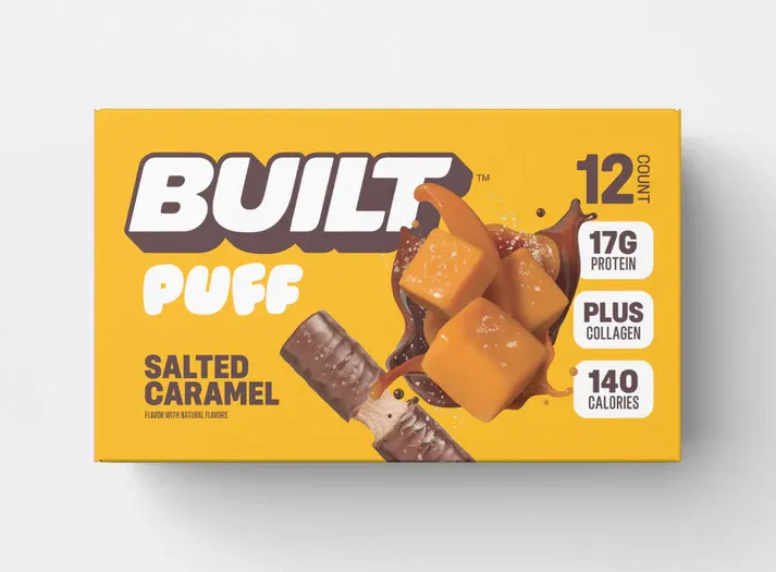 BUILT Puff Protein Bars, Size: 12 Bars, Flavor: Salted Caramel Puff