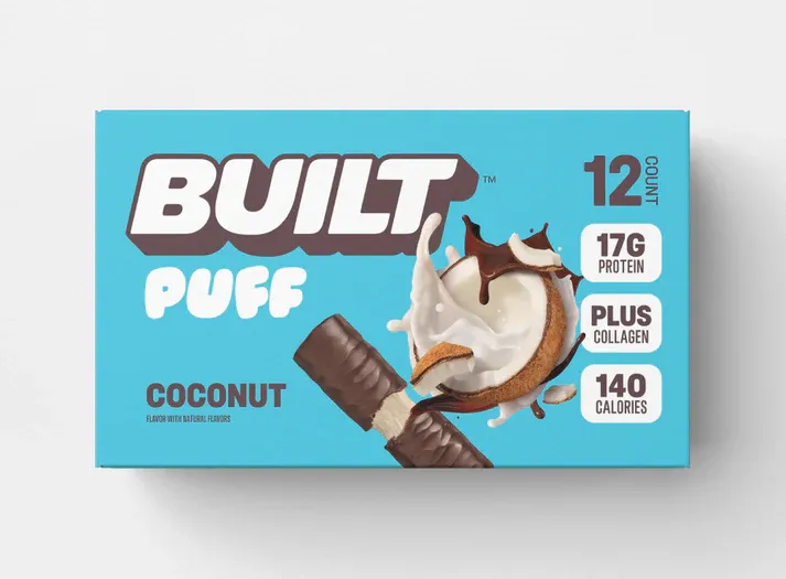 BUILT Puff Protein Bars, Size: 12 Bars, Flavor: Coconut Puff