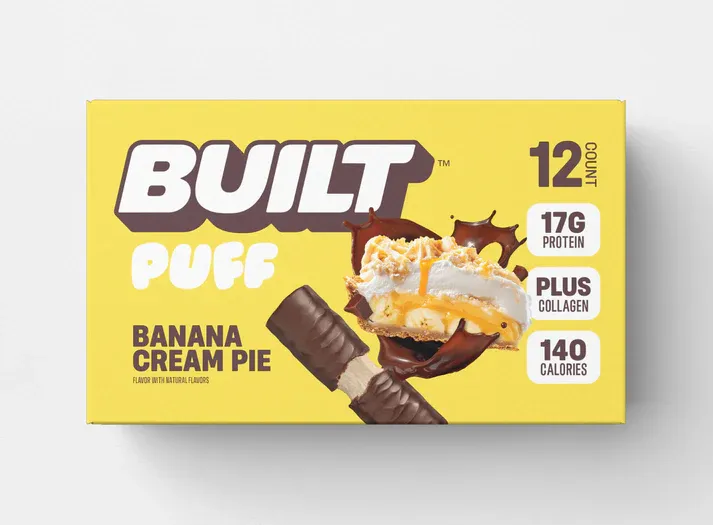 BUILT Puff Protein Bars, Size: 12 Bars, Flavor: Banana Cream Pie Puff