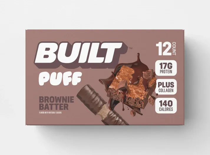 BUILT Puff Protein Bars, Size: 12 Bars, Flavor: Brownie Batter Puff