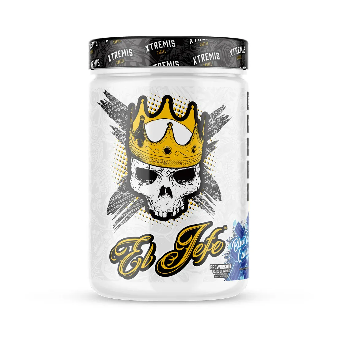 Xtremis Cartel El Jefe Stim Pre-Workout, Size: 40/20 Servings, Flavor: Blue Razz Candy