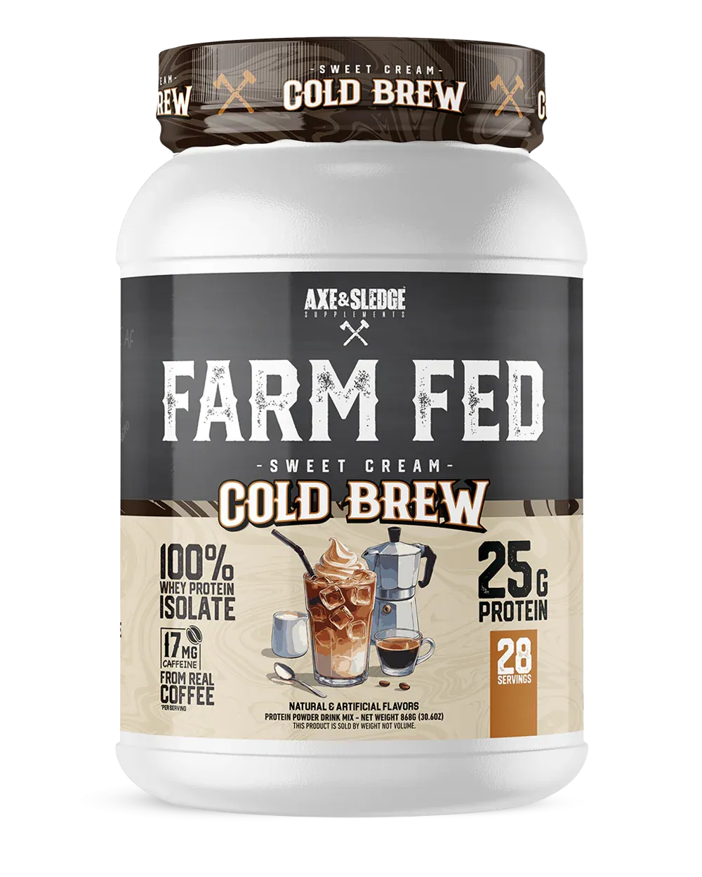 Axe and Sledge Farm Fed Protein, Size: 30 Servings, Flavor: Sweet Cream Cold Brew