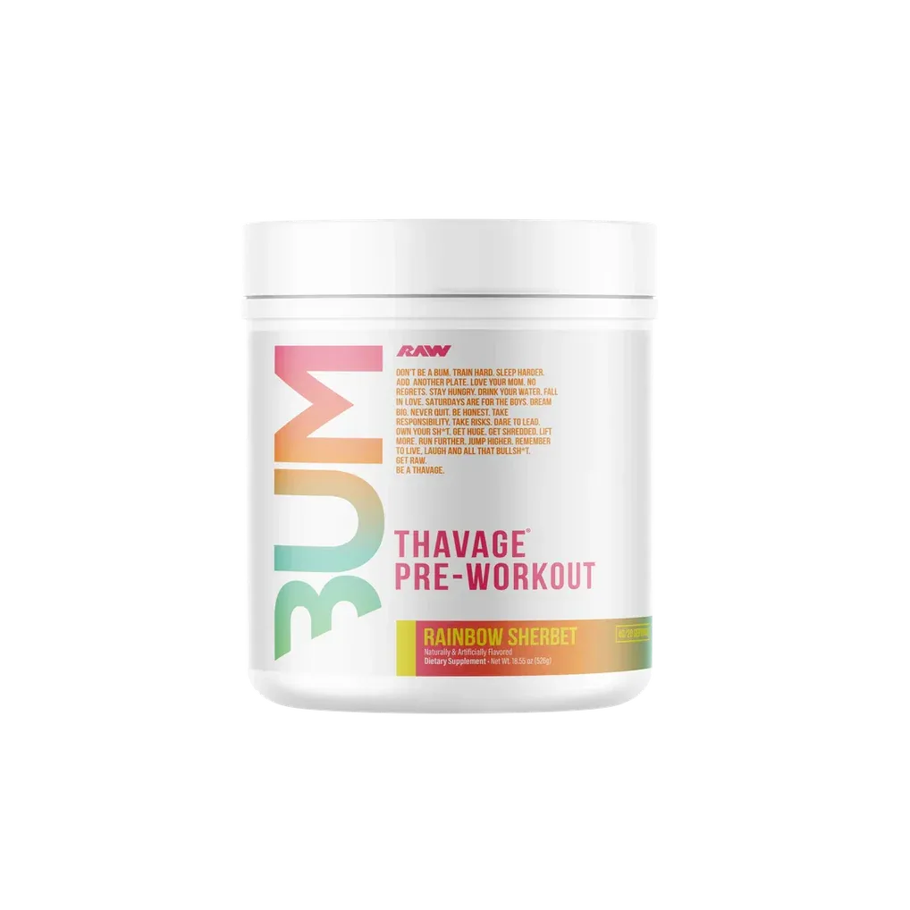 Raw Nutrition Cbum Series Thavage Pre-Workout, Size: 40 Servings, Flavor: Rainbow Sherbet