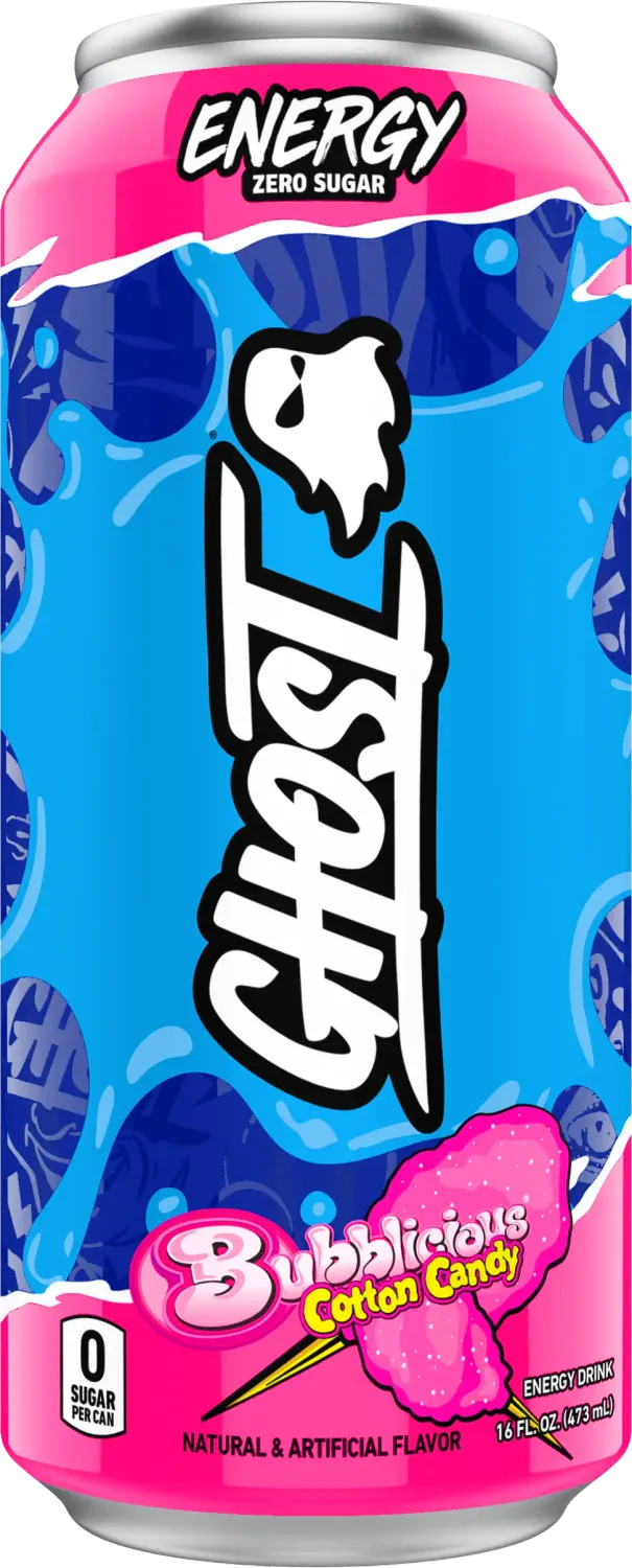 GHOST Energy Drink RTD, Size: 16 fl oz, Flavor: Bubblicious Cotton Candy