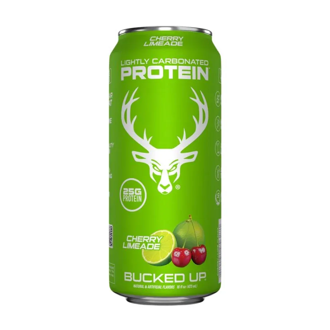 Bucked Up Lightly Carbonated Protein RTD, Size: 16 fl oz, Flavor: Cherry Limeade