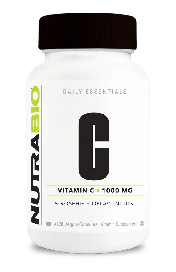 NutraBio Vitamin C 1000mg with Rose Hips, Size: 120 Vegetarian Capsules