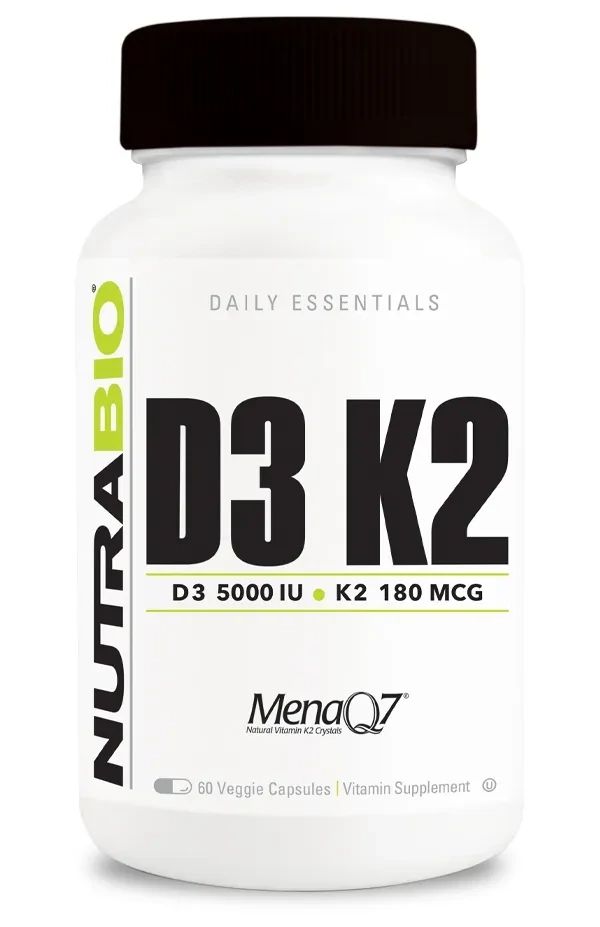 NutraBio Vitamin D3 K2, Size: 60 Vegetarian Capsules