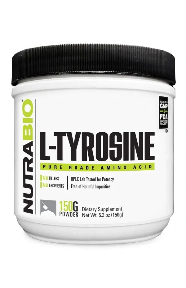 NutraBio Tyrosine Powder, Size: 300 Servings