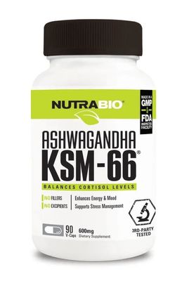 NutraBio Ashwagandha KSM-66 90 Capsules