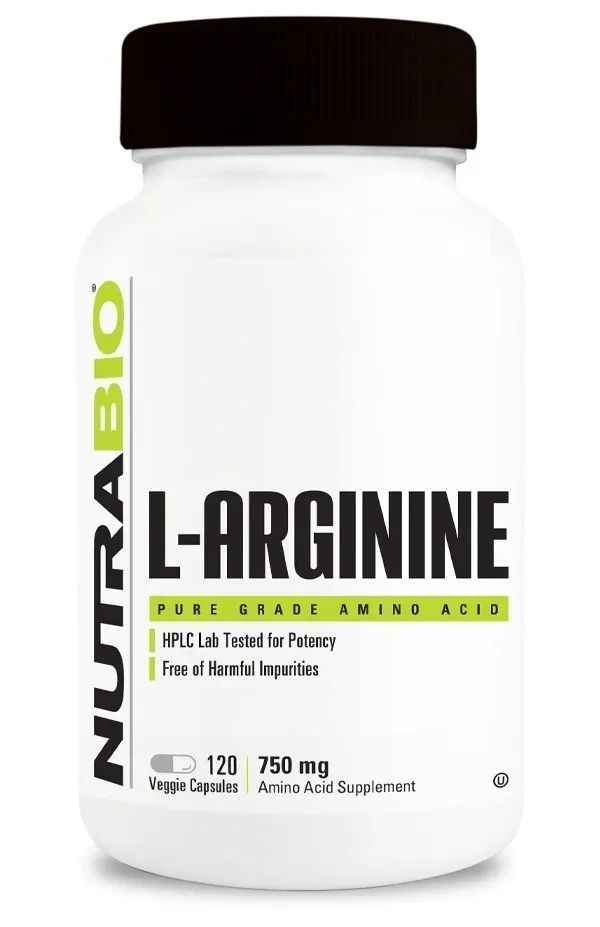NutraBio Arginine 750 mg, Size: 120 Vegetarian Capsules