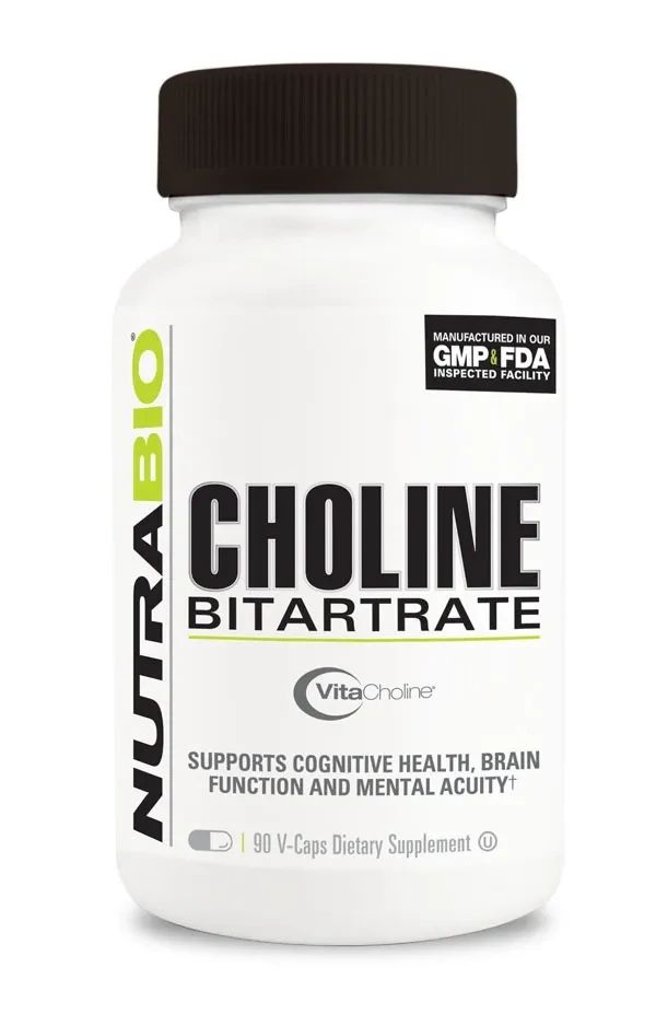NutraBio Choline Bitartrate, Size: 90 Vegetarian Capsules