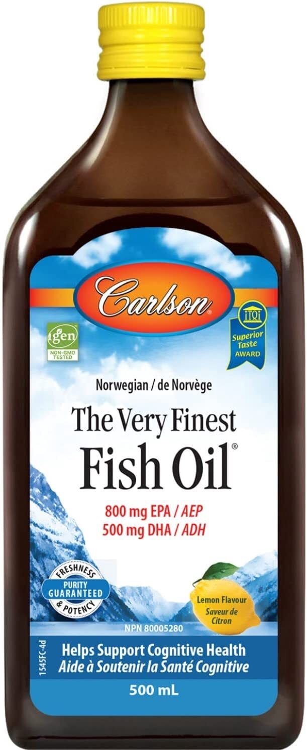Carlson The Very Finest Fish Oil 500 ml, Flavor: Lemon, Size: 16.9 fl oz