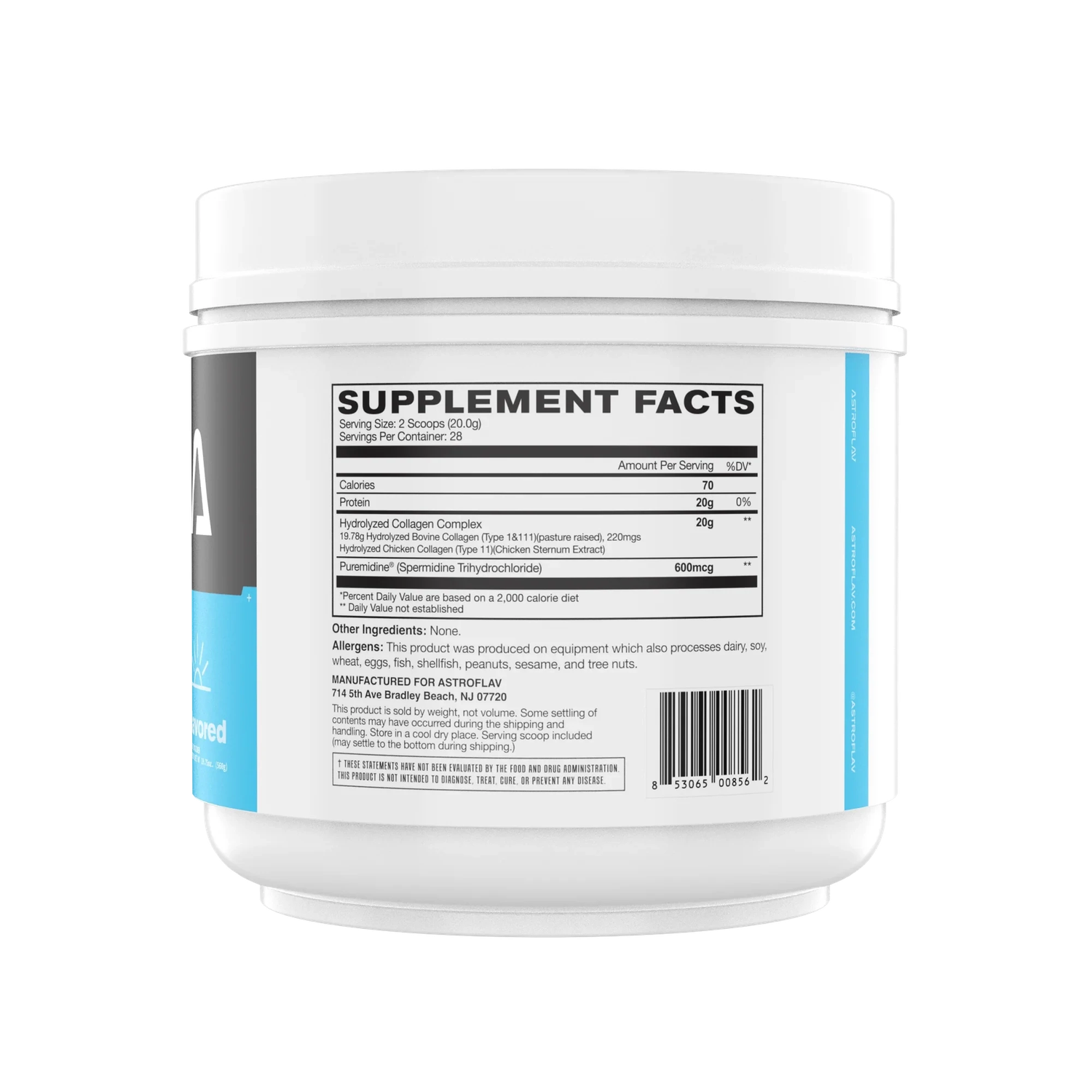 AstroFlav Collagen with Puremidine, Flavor: Unflavored, Size: 28 Servings