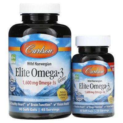 Carlson Elite Omega-3 Gems Fish Oil 90+30 Softgels Carlson Elite Omega-3 Gems Fish Oil 90+30 Softgels